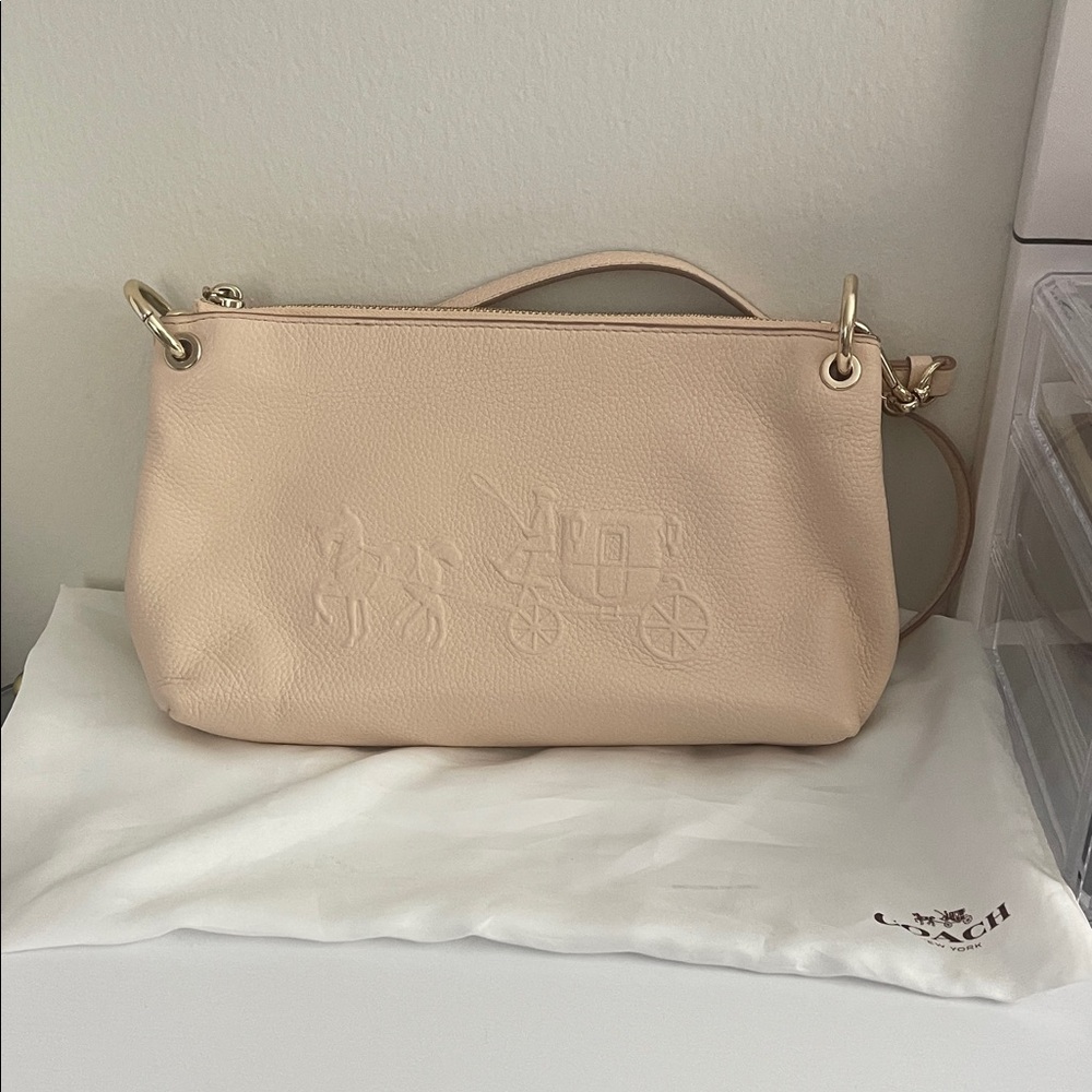 Coach Embossed horse and carriage Charley Peach Leather crossbody Bag